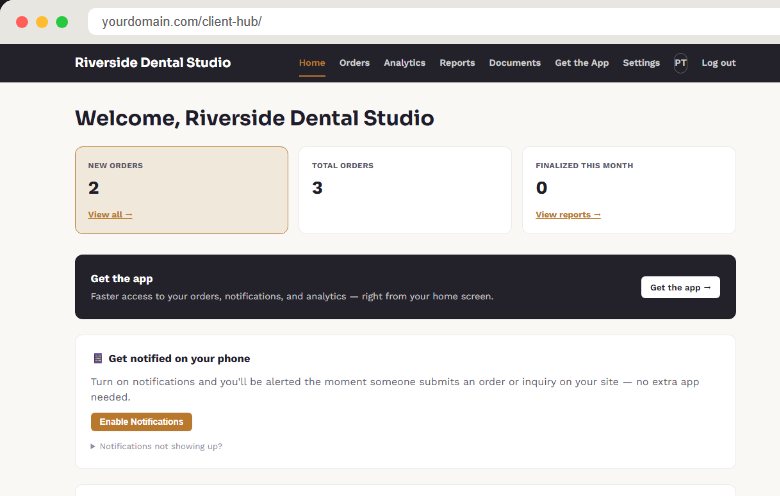 Client Hub Kit real portal screenshot