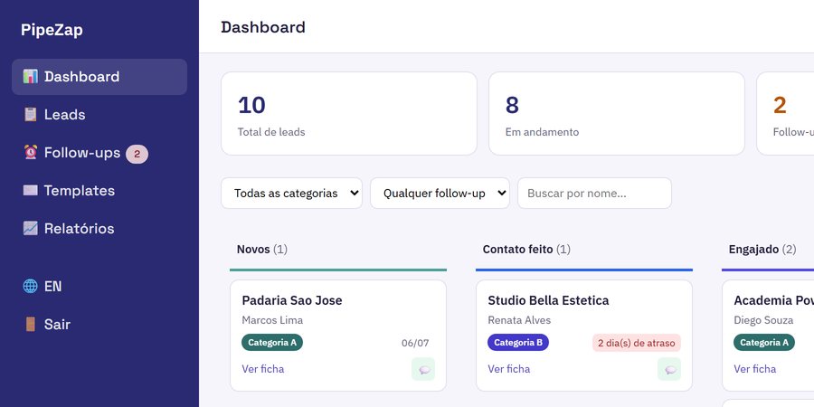 PipeZap real kanban dashboard screenshot