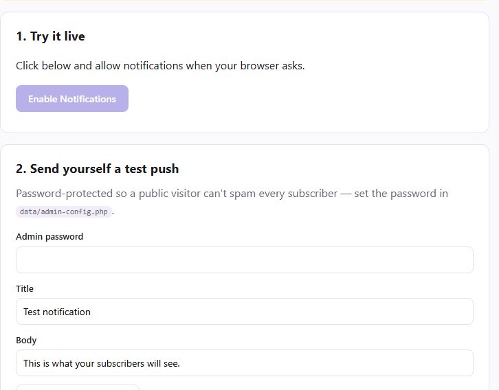 Web Push Kit real demo screenshot
